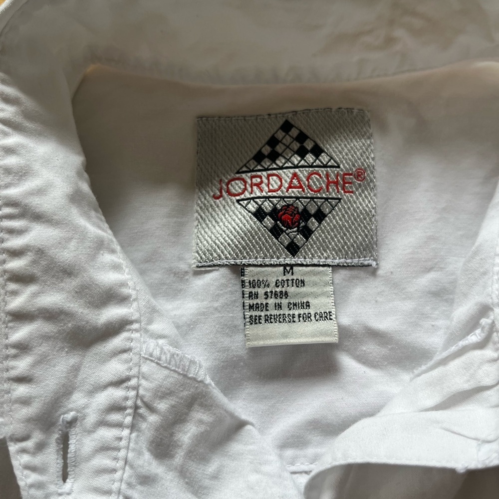 Vintage Jordache White Western Blouse M Women’s 100% Cotton Embroidered Detail - Picture 2 of 10